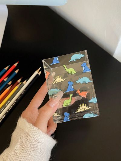 SN Cartoon Dinosaur Print Transparent Pen Holder