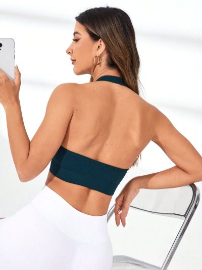Women's Halterneck Seamless Sports Bra