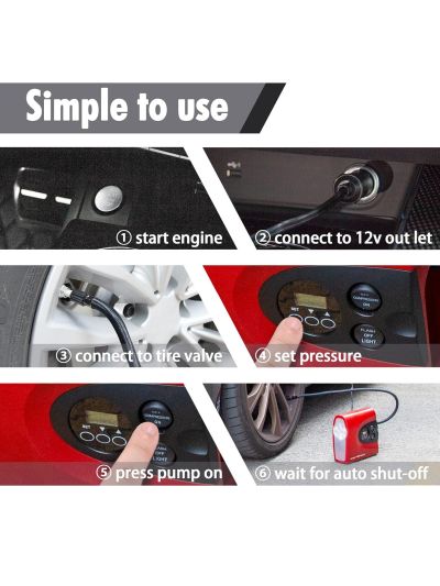 CARTMAN Tire Inflator Portable Air Pump for Car Tires, 12V DC Auto Tire Pump with Digital Pressure Gauge