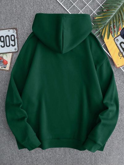 Men's Cartoon Expression Printed Hooded Sweatshirt With Drawstring