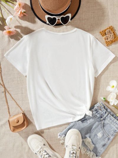 Teen Girls' Heart Printed T-shirt