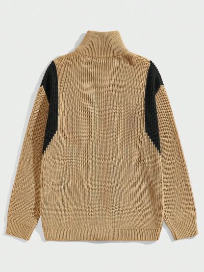 ROMWE Street Life Men's Color Block Cardigan Sweater