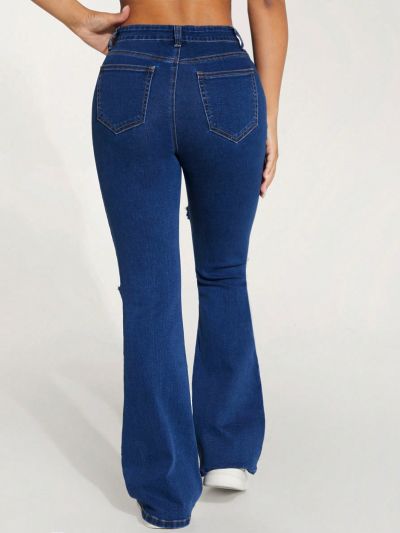 SHEIN Teen Girl's Y2K Spring And Summmer Trendy Solid Washed  Ripped Flared Denim Jeans, Girls Summer Clothes Concert Outfits