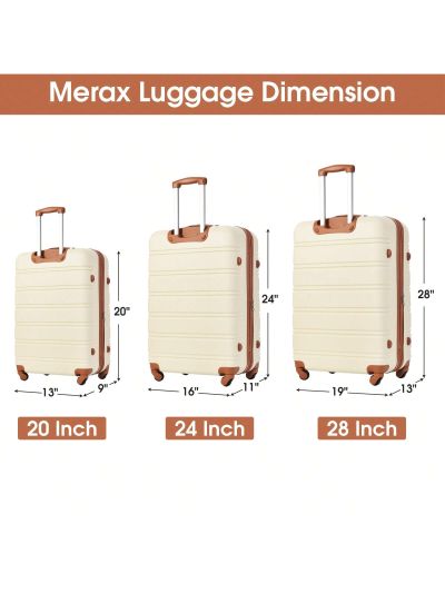 Merax 3 Piece Luggage Set Hardside Spinner Suitcase with TSA Lock 20" 24' 28" Available