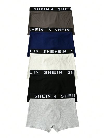 Teen Boy Comfortable Elastic Elegant Letter Web Solid Color Boxer Briefs