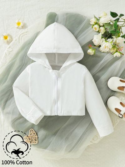 Baby Girls' Thin Hoodie With Love & Slogan Print On Back