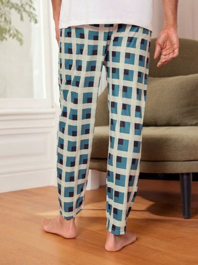 Men's Plaid Elastic Waist Lounge Pants