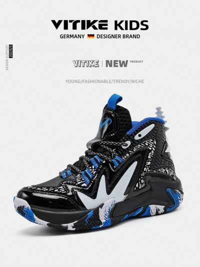 Kids Sneakers Boys Basketball Shoes Nonslip Kid Sports Shoes Girls Athletic Running Shoes Black Blue