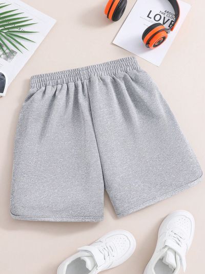 SHEIN Kids SUNSHNE 1pc Tween Girls' Elastic Waist Drawstring Shorts With Pockets For Summer