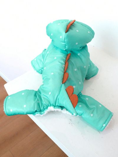 1pc Pet Clothes For Autumn And Winter - Warm, Thickened, And Slimming Dinosaur -padded Jumpsuit