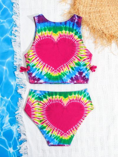 Young Girl'S Tie-Dye Vest Bikini Set, Two-Piece Swimsuit