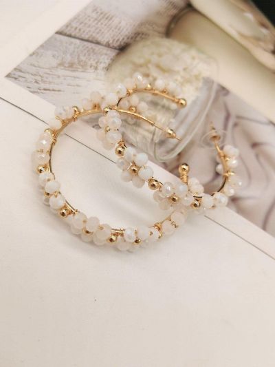 Crystal Gorgeous Banquet Earrings, Handmade Woven Flower Design, Exaggerated & Simple Style