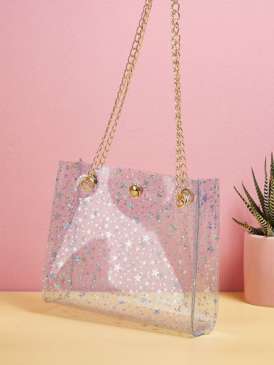 Mini Clear Geometric Graphic Chain Square Bag