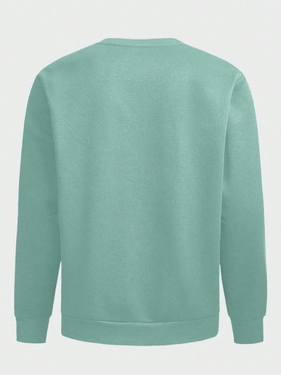 SHEIN Extended Sizes Men'S Plus Size Plain Round Neck Sweatshirt For Casual Wear