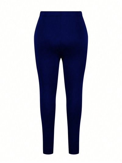 Women's Plus Size Button Decorated Distressed Patchwork Leggings