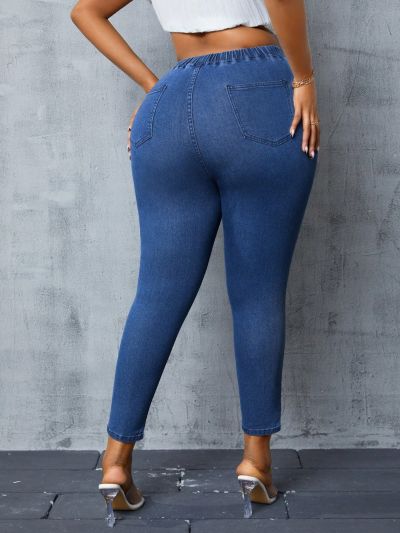 Women's Plus Size Elastic Waist Skinny Jeans