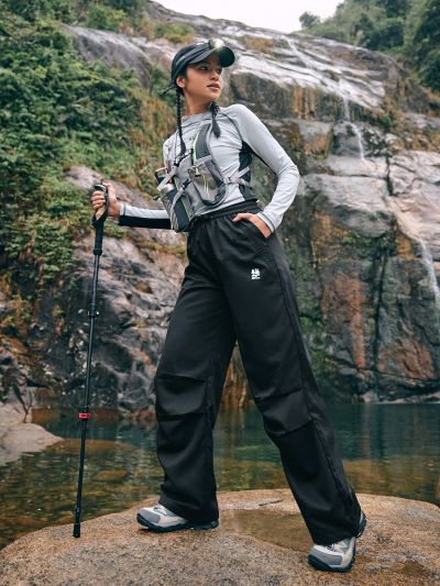 In My Nature Women's Waterproof Outdoor Sports Pants With Drawstring Waist And Letter Print