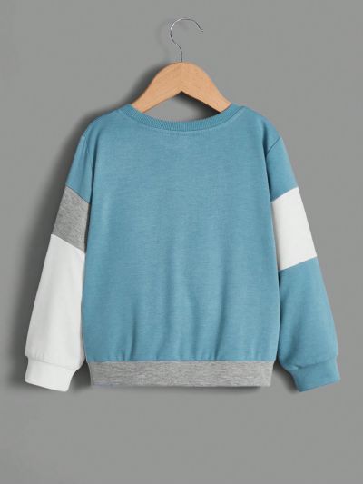 SHEIN Boys' Fashionable Casual Patchwork Sports Sweater