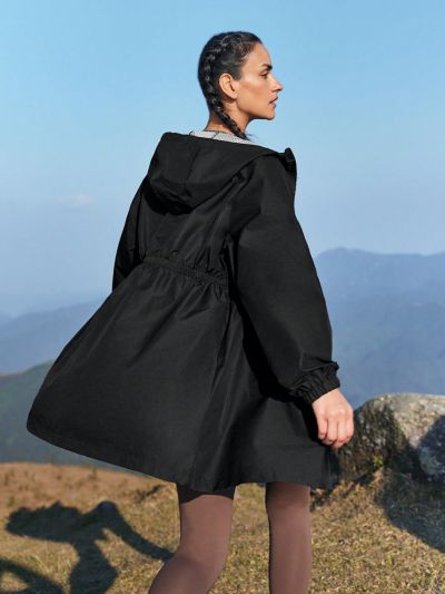 In My Nature Women's Hooded Outdoor Rain Jacket With Letter Print