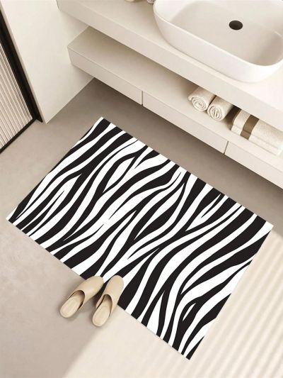 SHEIN Zebra-striped Waterproof Anti-slip Living Room & Kitchen Rug