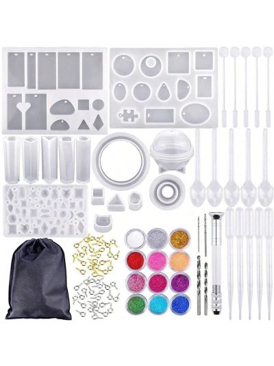 83Pcs Silicone Resin Mold Silicone Jewelry Earring Molds Epoxy Resin Molds DIY Craft Tools Set for Beginners Adults Kids for Jewelry Pendant Necklace Ornament Keychain