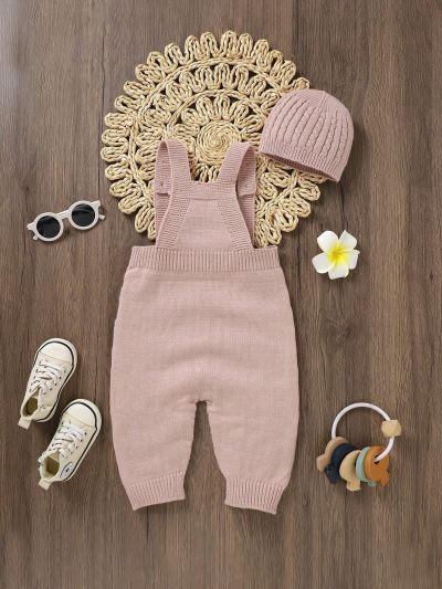 Infant Girls' Pink Cable Knitted Sweater Jumpsuit