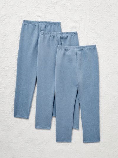 SHEIN Girls' Solid Color Double-Sided Skin Velvet Thermal Leggings