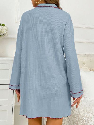 Women'S Casual Turtleneck Drop Shoulder Long Sleeve Loungewear Dress