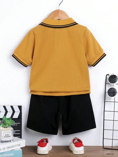 SHEIN People Riding Horses Embroidery Boys (small) Polo Shirt