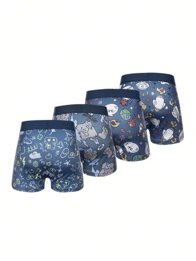 Cartoon Printed Tween Boy Boxer Shorts