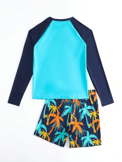 Teenage Boys' Positioning Printed Split Swimwear