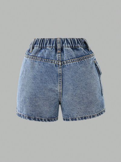 Tween Girls' Denim Skort With Ruffle Wrap Detail, Washed