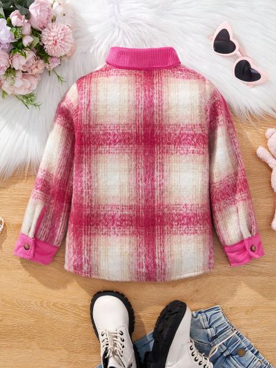 SHEIN Kids Nujoom Girls' Flap Pocket Shirt