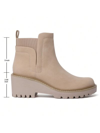 Chelsea Boots for Women Wedges Ankle Boots Platform Lug Sole Boots Slip on Elastic Fall Boots Chunky Block Booties