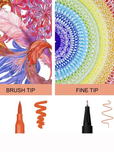 24pcs Mixed Color Dual Tips Brush Marker Pen, Brush Tip and Finelinner Marker For School, Drawing, Writing, Journaling