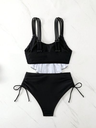 SHEIN Swim BohoFeel Patchwork Paisley Print Bikini Set