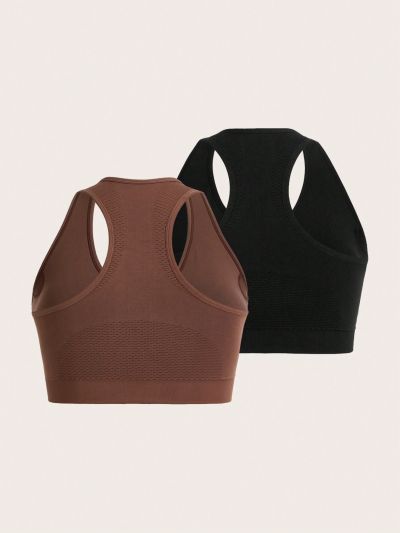 Yoga Basic Women'S Plus Size Sports Bra With Zipper, Racerback Design