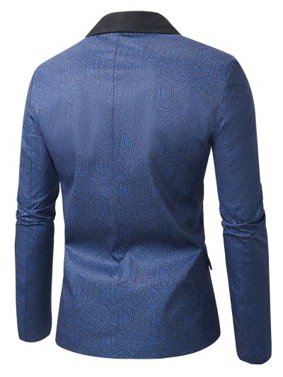 Extended Sizes Men's Plus Size Color Block Shawl Collar Blazer