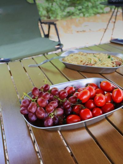 1pc European Style Vintage Enamel Plate For Camping, Road Trip, Bbq, Portable Campfire Cooking Set