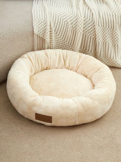 PETSIN Yellow Plush Deep Sleep Dog/cat Bed, Removable & Washable Round Pet Cushion