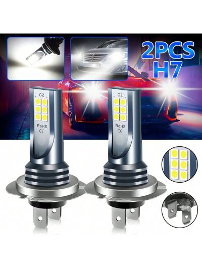 2pcs Car Headlight Bulbs H7 Led Headlight Bulb Kit Car Fog Light Bulbs High Beam Low Beam 110W 30000LM Super-Bright 6000K Replacement Headlamp Bulb White