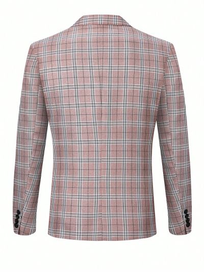 Men's Plaid Notched Lapel Suit Jacket