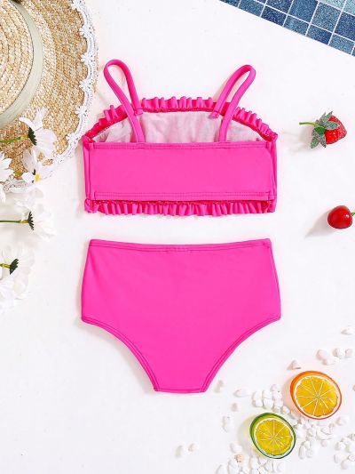 SHEIN Baby Girl Casual Solid Color Tank Top With Short Shorts Swimsuit Set, Summer