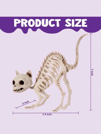 JOYIN 2 PCS Skeleton Cat Halloween Decorations Set Animal Courtyard Decoration for Halloween Indoor Outdoor Party Favors