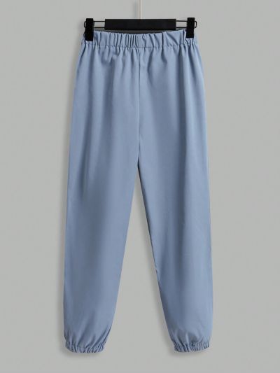 Teenage Boys' Elastic Waist And Cuffed Horse Patterned Pants