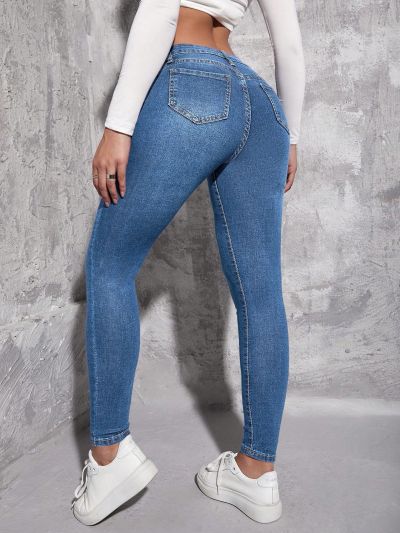 SHEIN Essnce Slant Pocket Skinny Jeans