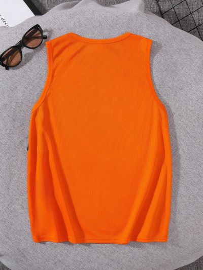 SHEIN Kids SUNSHNE Tween Boys' Beach Holiday Patchwork Palm Tree Printed Round Neck Sleeveless Knit Loose Tank Top