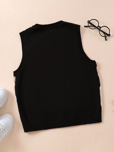 Boys' (Big) Argyle Sweater Vest With Shawl Collar