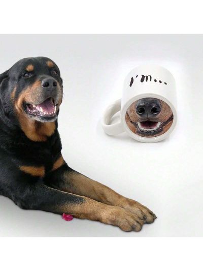1pc Ceramic Coffee Mug(white, 300ml) With Dog Nose Print Design, Funny Dog Shaped Prank Mug, A Gift For Friends, Boss, Team Manager, Supervisor, Thank You Gift For Boss