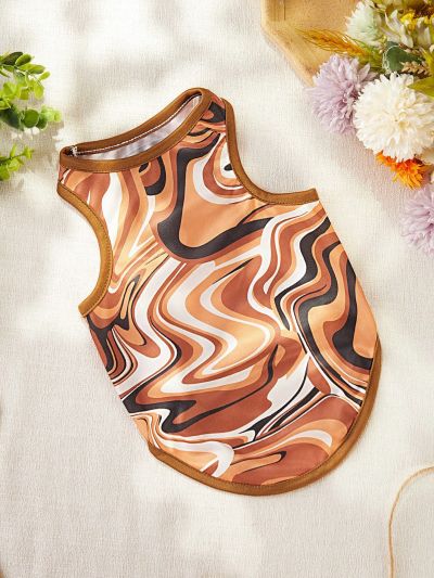 PETSIN Vacation Style Oil Painting Marble Colored Pet Vest, Suitable For Both Cats And Dogs